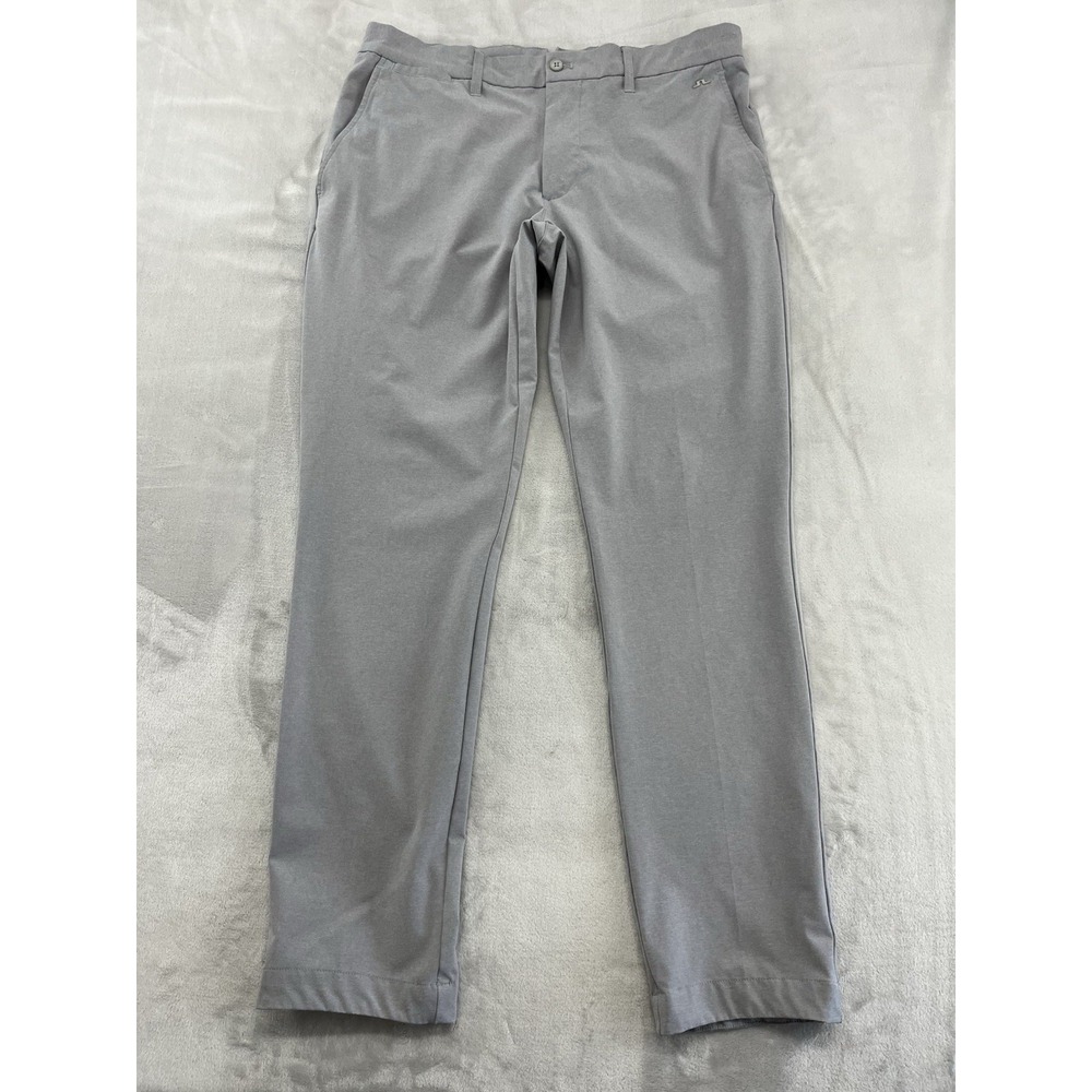 J Lindeberg Elliott Pants Men 34x32 Gray Straight Leg Performance Trouser Peppy